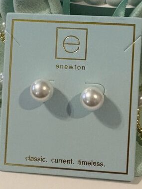 enewton 8mm Pearl Stud Earrings in Creamy White - Elegant Everyday Pair